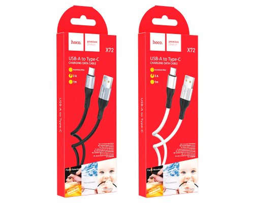 Кабель Hoco X72 USB-A to Type-C 15W 3A 1м black PLS-00-00091666