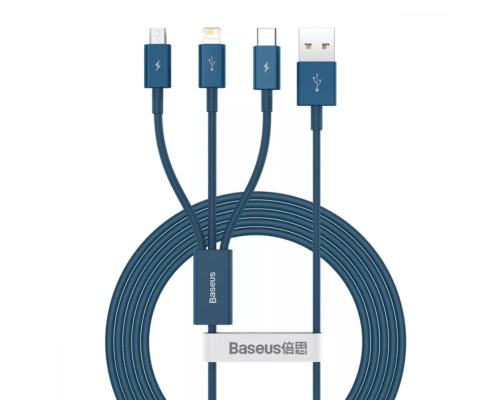 Кабель Baseus Superior Series 3в1 18W 3.5A 1.5м blue PLS-00-00089784