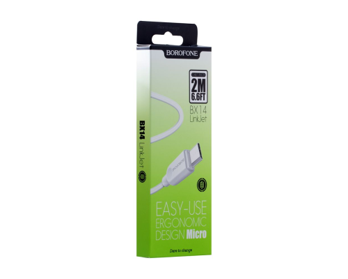 Кабель Borofone BX14 USB-A to Micro USB 12W 2.4A 2м white PLS-00-00052852