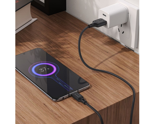 Кабель Hoco X90 Cool silicone USB-A to Micro USB 12W 2.4A 1м black PLS-00-00114869