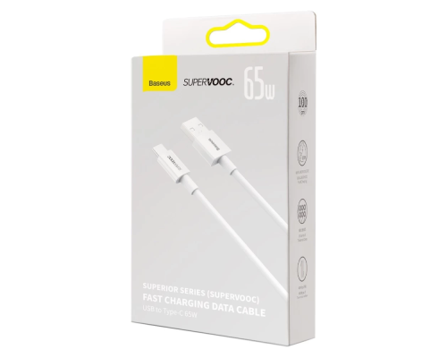 Кабель Baseus Superior Series (SUPERVOOC) USB-A to Type-C 65W 5A 1м white PLS-00-00107996