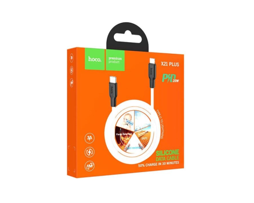 Кабель Hoco X21 Plus Silicone Type-C to Lightning 20W 3A 1м white PLS-00-00109054