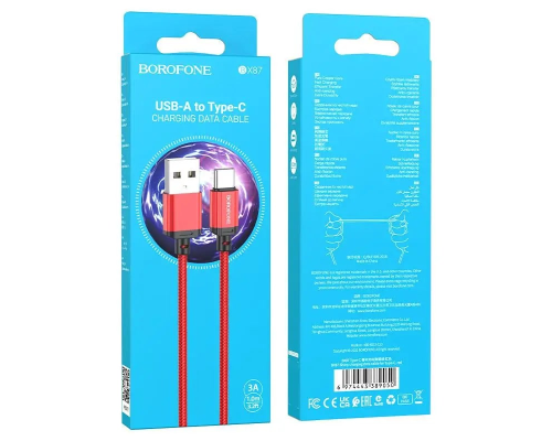 Кабель Borofone BX87 USB-A to Type-C 3A 1м red PLS-00-00129115