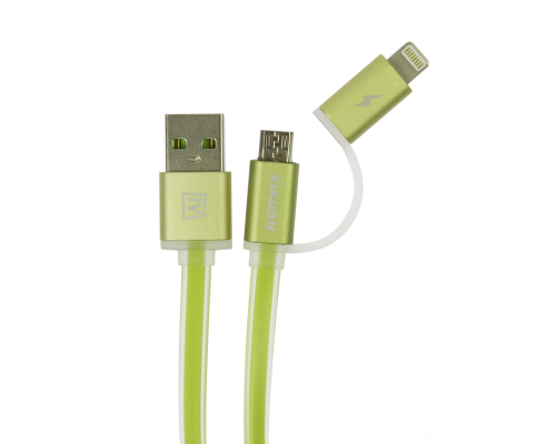 Кабель Remax RC-020t USB-A to Lightning+USB-A to Micro USB 1м green PLS-00-00015807