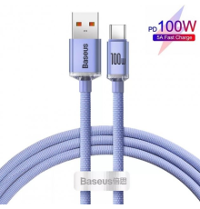 Кабель Baseus Crystal Shine Series USB-A to Type-C 100W 6A 1.2м (CAJY000405) purple PLS-00-00089096