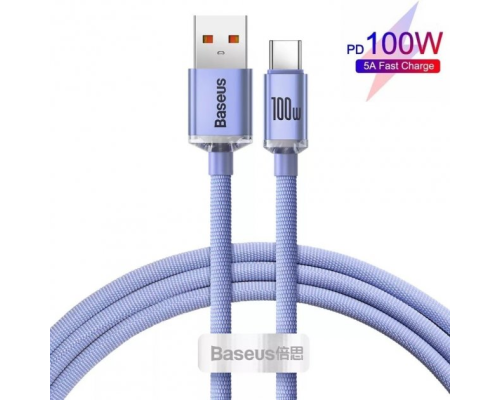 Кабель Baseus Crystal Shine Series USB-A to Type-C 100W 6A 1.2м (CAJY000405) purple PLS-00-00089096