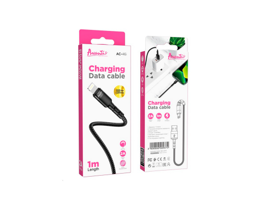 Кабель Avantis AC46i USB-A to Lightning 10W 2A 1м black PLS-00-00091413
