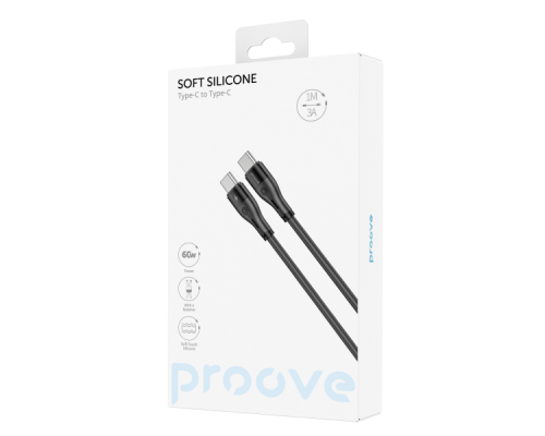 Кабель Proove Soft Silicone Type-C to Type-C 60W 3A 1м black PLS-00-00112627