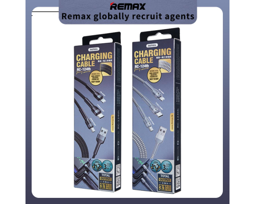 Кабель Remax RC-124th 3в1 3.1A 1м gray PLS-00-00056748