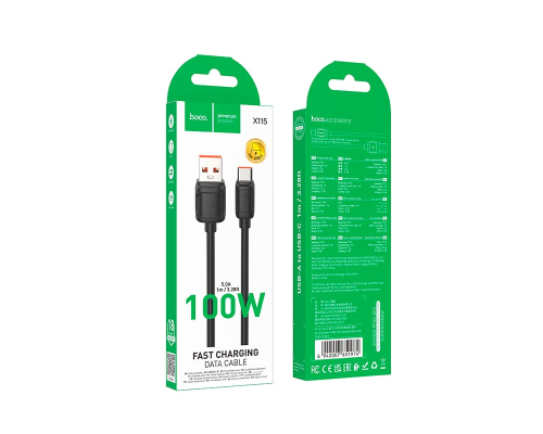 Кабель Hoco X115 Surpass USB-A to Type-C 100W 5A 1м black PLS-00-00147099