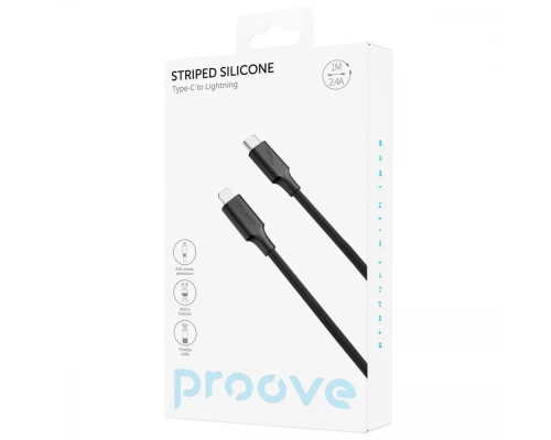 Кабель Proove Striped Silicone Type-C to Lightning 27W 3A 1м black PLS-00-00134504