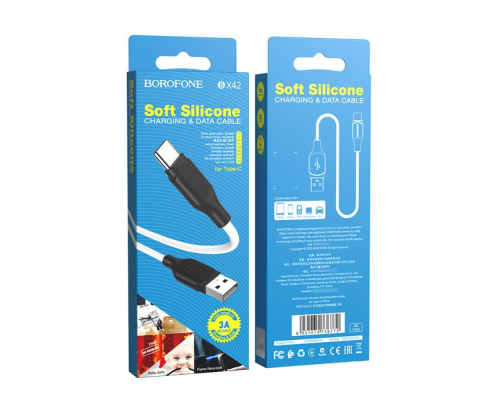 Кабель Borofone BX42 Silicone USB-A to Type-C 15W 3A 1м white PLS-00-00087509
