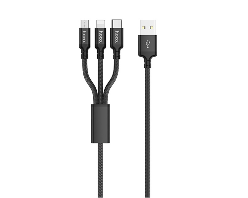 Кабель Hoco X14 Times 3в1 12W 2.4A 1м black PLS-00-00072849