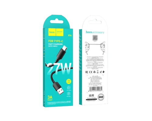 Кабель Hoco X96 USB-A to Type-C 27W 3A 1м black PLS-00-00123567