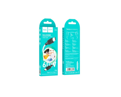 Кабель Hoco X90 Silicone to Type-C to Type-C PD 60W 3A 1м white PLS-00-00119483