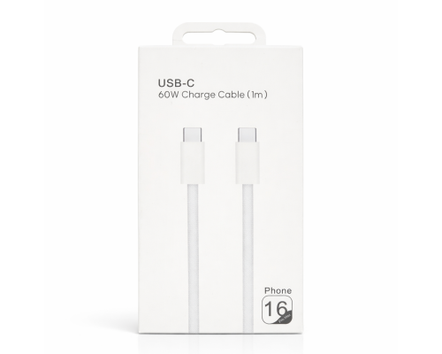 Кабель Apple iPhone 16 Type-C to Type-C 60W 1м (NO LOGO) white PLS-00-00157279