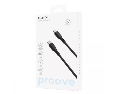 Кабель Proove Rebirth Type-C to Type-C 60W 3A 1м black PLS-00-00134487