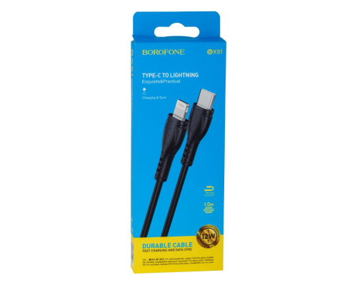 Кабель Borofone BX51 Type-C to Lightning 12W 2.4A 1м black PLS-00-00091145