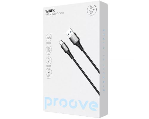 Кабель Proove WireX USB-A to Type-C 15W 3A 1м black PLS-00-00149404