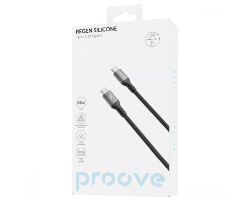 Кабель Proove ReGen Silicone Type-C to Type-C 60W 3A 2м black PLS-00-00134489
