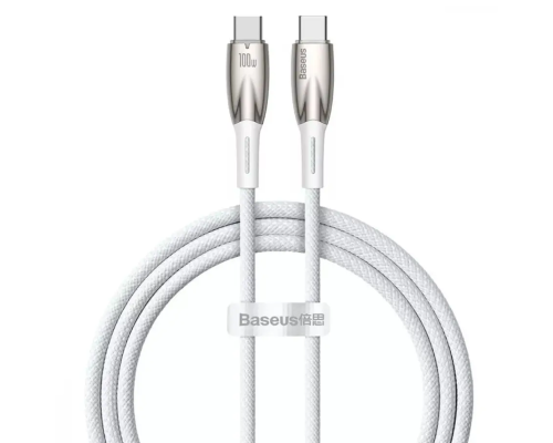 Кабель Baseus Glimmer Series Fast Charging Type-C to Type-C 100W 5A 2м white PLS-00-00113982