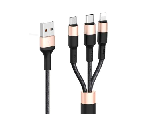 Кабель Hoco X26 3в1 2A 1м black gold PLS-00-00051304