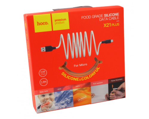 Кабель Hoco X21 Plus Silicone USB-A to Micro USB 12W 2.4A 1м black orange PLS-00-00053505
