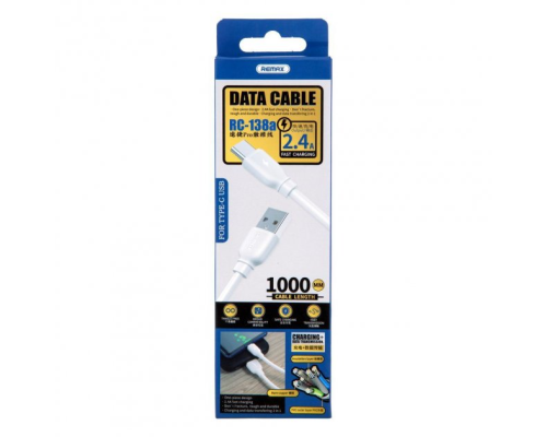 Кабель Remax RC-138a USB-A to Type-C 12W 2.4A 1м white PLS-00-00050174