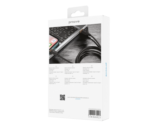 Кабель Proove Jelly Silicone Type-C to Type-C 60W 3A 1м black PLS-00-00112692