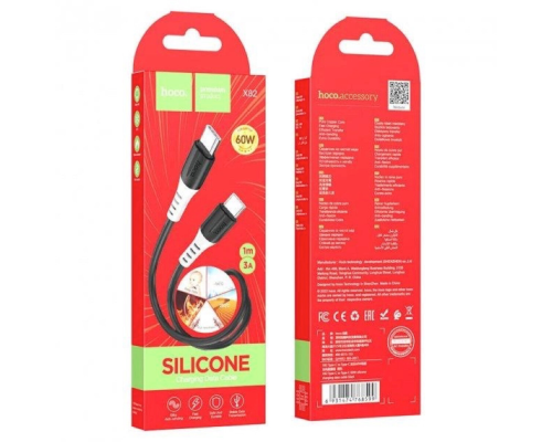 Кабель Hoco X82 Silicone Type-C to Type-C 60W 3A 1м black PLS-00-00119509