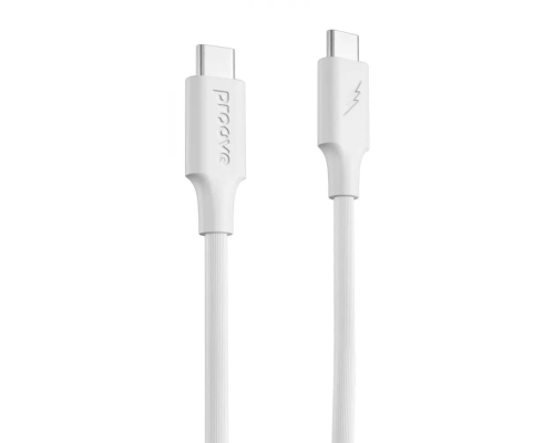 Кабель Proove Striped Silicone Type-C to Type-C 60W 3A 1м white PLS-00-00134507
