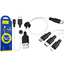Кабель Hoco X21 Plus Silicone USB-A to Lightning 12W 2.4A 0.25м black white PLS-00-00050395