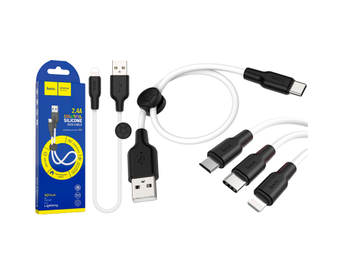 Кабель Hoco X21 Plus Silicone USB-A to Lightning 12W 2.4A 0.25м black white PLS-00-00050395