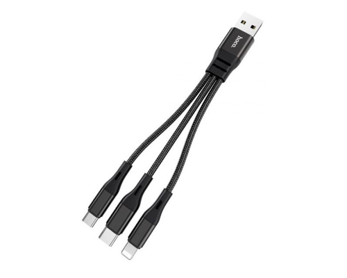 Кабель Hoco X47 Harbor 3в1 2.4A 0.25м black PLS-00-00050504