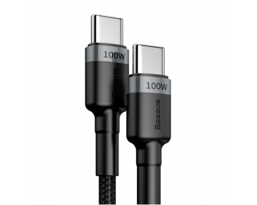 Кабель Baseus Cafule Type-C to Type-C PD+QC3.0 100W 5A 2м (CATKLF-ALG1) black gray PLS-00-00061039