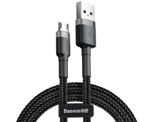 Кабель Baseus Cafule USB-A to Micro USB 12W 2.4A 0.5м (CAMKLF-AG1) black gray PLS-00-00051467