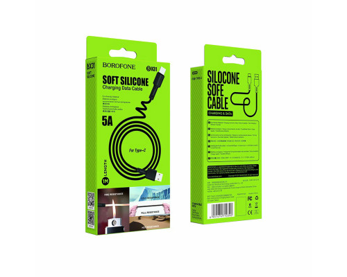 Кабель BOROFONE BX31 USB to Type-C 3A, 1m, silicone, TPE connectors, Black (BX31CB)