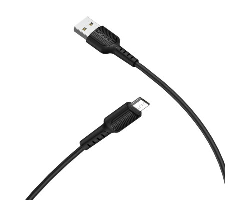 Кабель BOROFONE BX16 USB to Micro 2A, 1m, PVC, TPE connectors, Black (BX16MB)