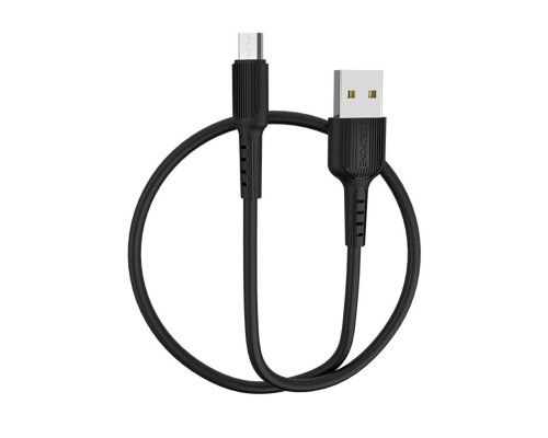 Кабель BOROFONE BX16 USB to Micro 2A, 1m, PVC, TPE connectors, Black (BX16MB)