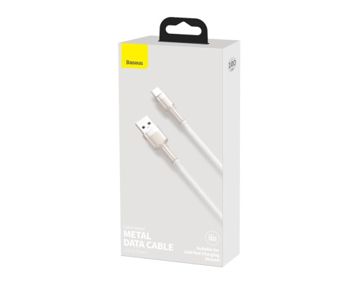 Кабель Baseus Cafule Series Metal Data Cable USB to Type-C 66W 1m White (CAKF000102)