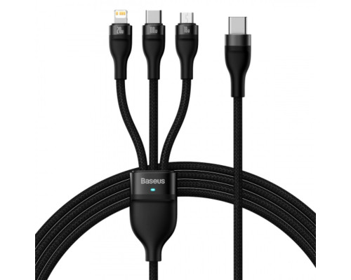 Кабель Baseus Flash Series Ⅱ One-for-three Fast Charging Cable Type-C to M+L+C 100W 1.5m Black (CASS030201)