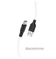 Кабель HOCO X21 Plus USB to Type-C 3A, 1m, silicone, silicone connectors, Black+White (6931474711915)