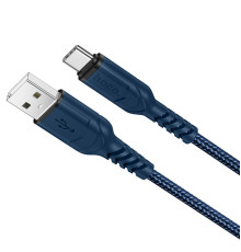 Кабель HOCO X59 USB to Type-C 3A, 1m, nylon, TPE connectors, Blue (6931474744944)