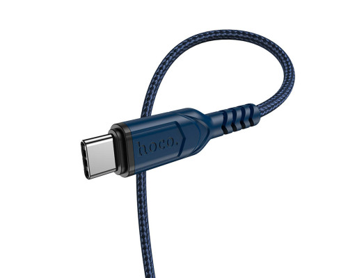 Кабель HOCO X59 USB to Type-C 3A, 1m, nylon, TPE connectors, Blue (6931474744944)