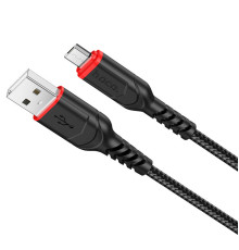 Кабель HOCO X59 USB to Micro 2.4A, 1m, nylon, TPE connectors, Black (6931474744890)