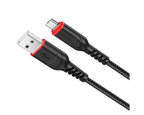 Кабель HOCO X59 USB to Micro 2.4A, 1m, nylon, TPE connectors, Black (6931474744890)