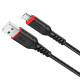 Кабель HOCO X59 USB to Micro 2.4A, 1m, nylon, TPE connectors, Black (6931474744890)