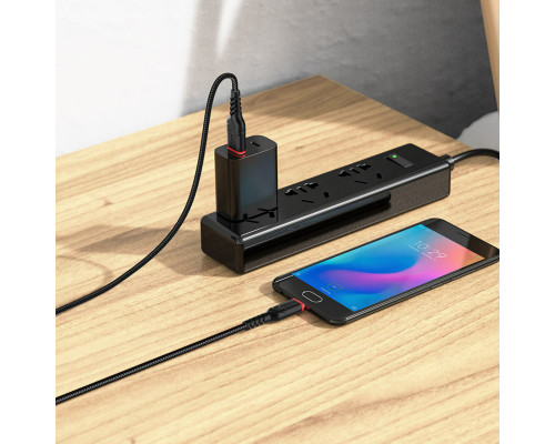 Кабель HOCO X59 USB to Micro 2.4A, 1m, nylon, TPE connectors, Black (6931474744890)