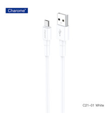 Кабель CHAROME C21-01 USB-A to Micro charging data cable White (6974324910502)