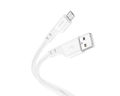 Кабель HOCO X97 Crystal color silicone charging data cable Micro white (6931474799838)